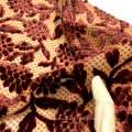 Woven Plaid Print Flower Burn Out Velvet Fabric